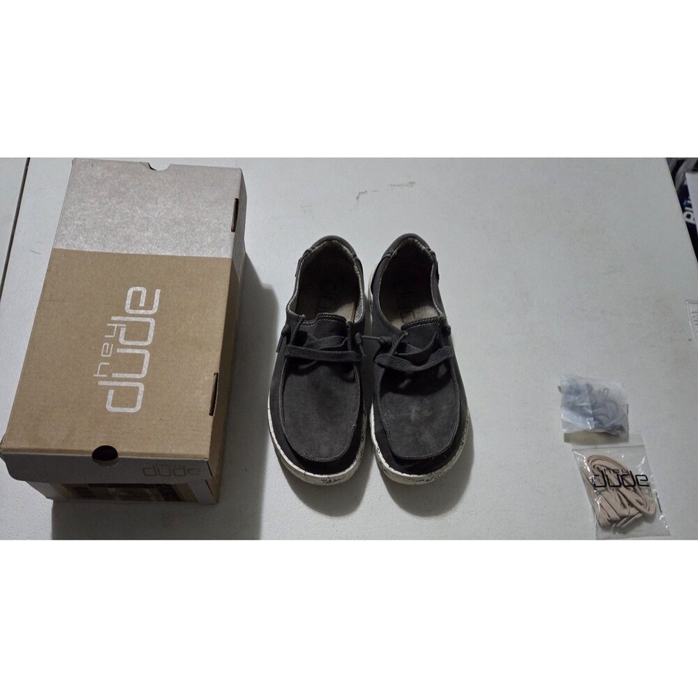 Hey Dude Wendy Loafers Charcoal Gray Canvas Slip On Shoes Size US 7 Women's